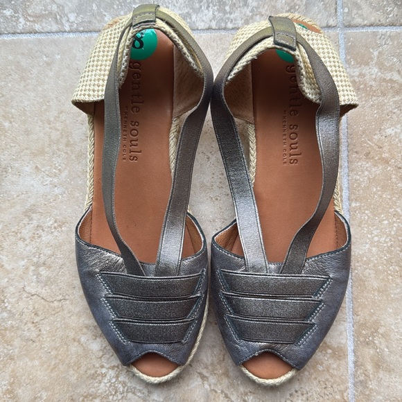 Gentle Souls by Kenneth Cole Lena Espadrilles Slip-on Sandals Leather Textile 8 - Picture 6 of 12